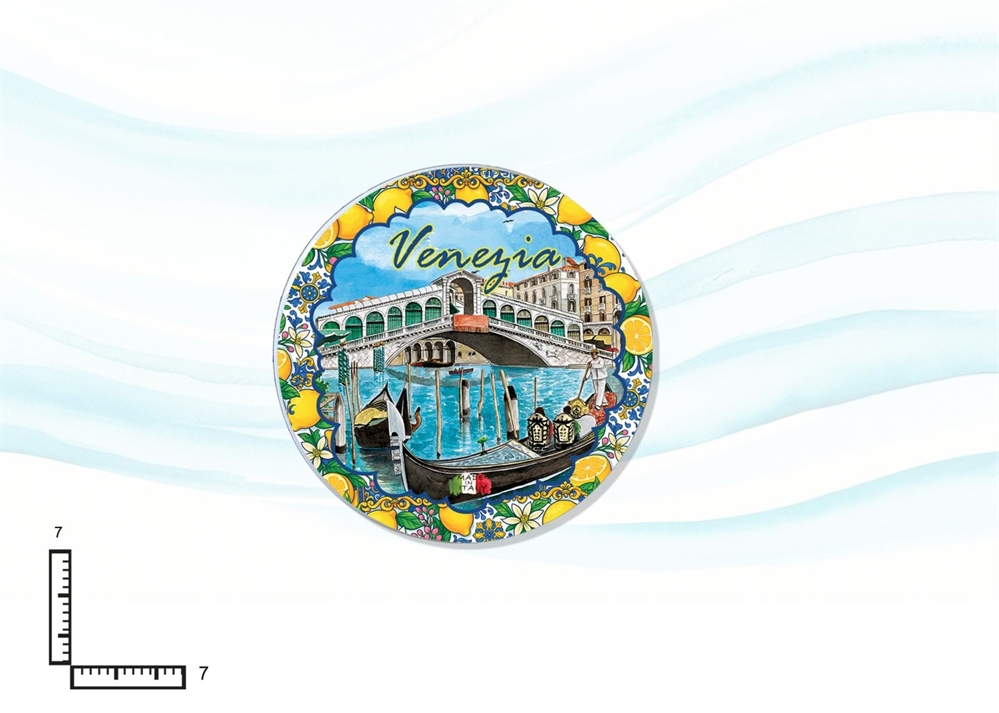MAGNETE PIATTINO CERAMICA RILIEVO CM7 VENEZIA