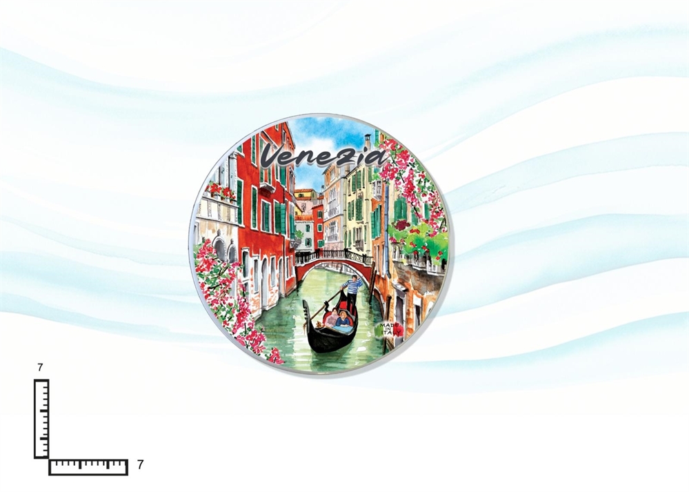 MAGNETE PIATTINO CERAMICA RILIEVO CM7 VENEZIA