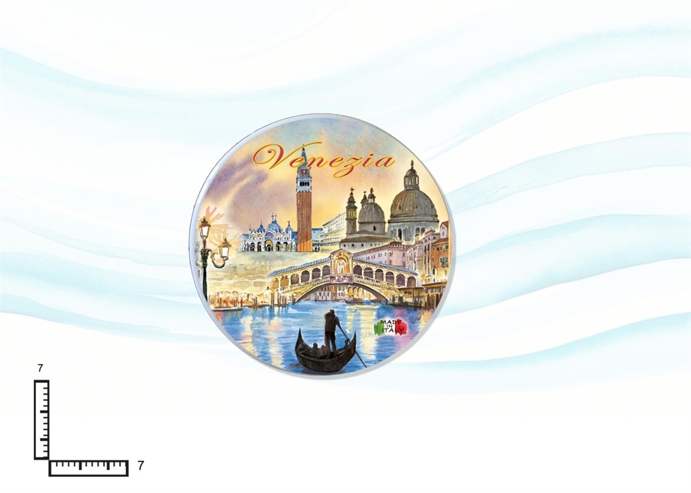 MAGNETE PIATTINO CERAMICA RILIEVO CM7 VENEZIA