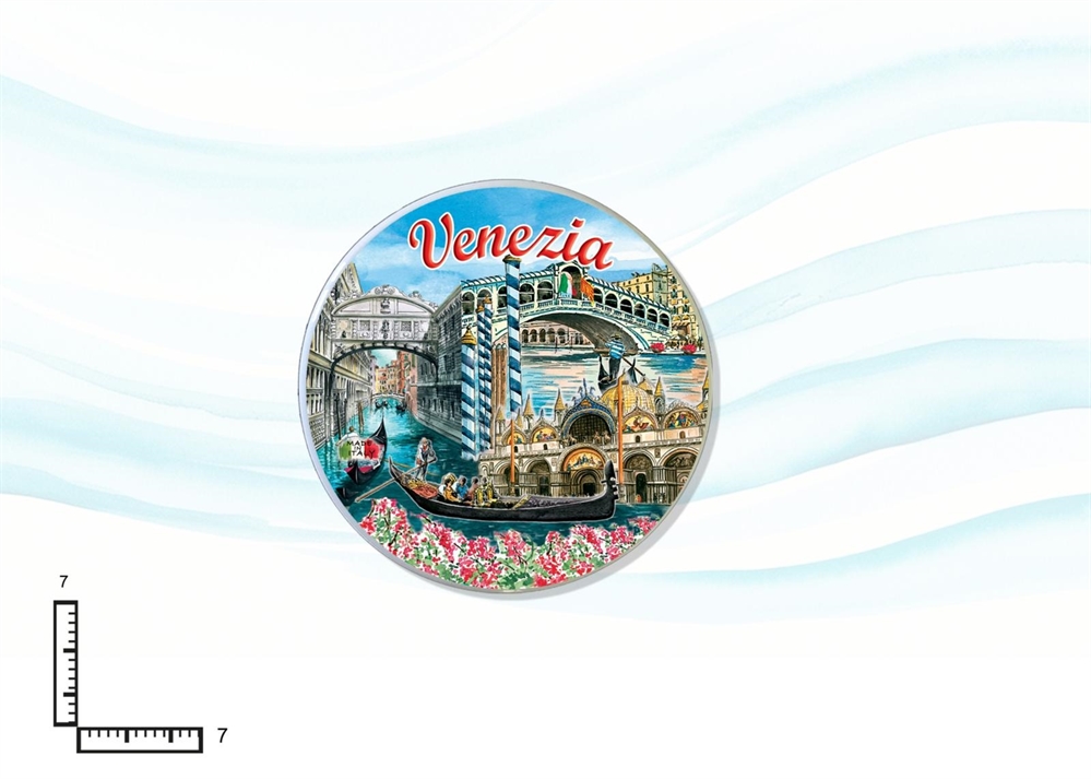 MAGNETE PIATTINO CERAMICA RILIEVO CM7 VENEZIA