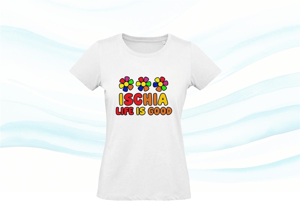 T-SHIRT SLUB BIANCA DONNA C/STAMPA ISCHIA