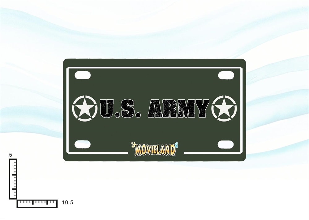 MAGNETE TARGA METALLO 10X5.5CM RIL. US ARMY LOGO