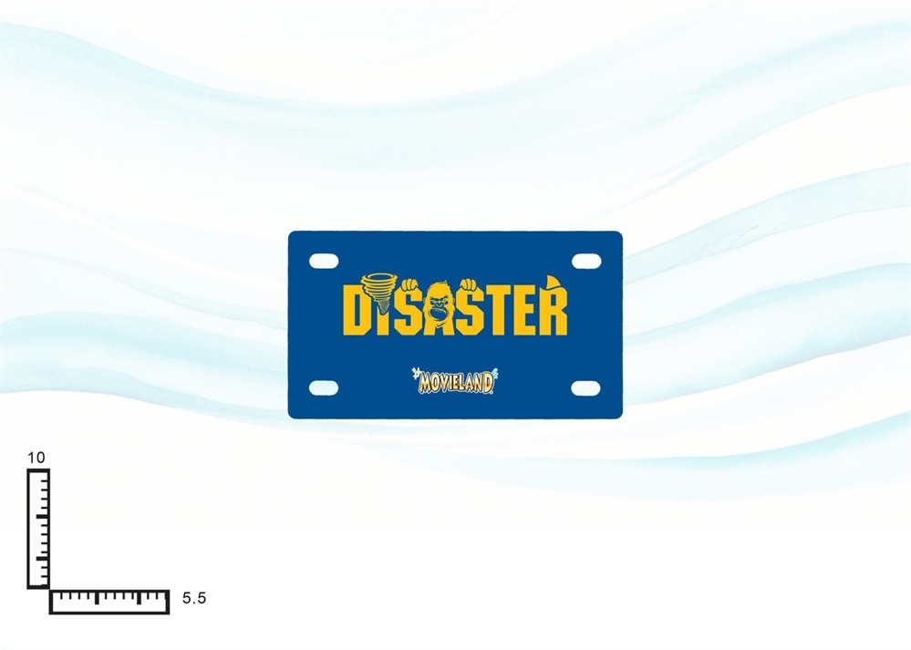 MAGNETE TARGA METALLO 10X5.5CM RIL. DISASTER LOGO