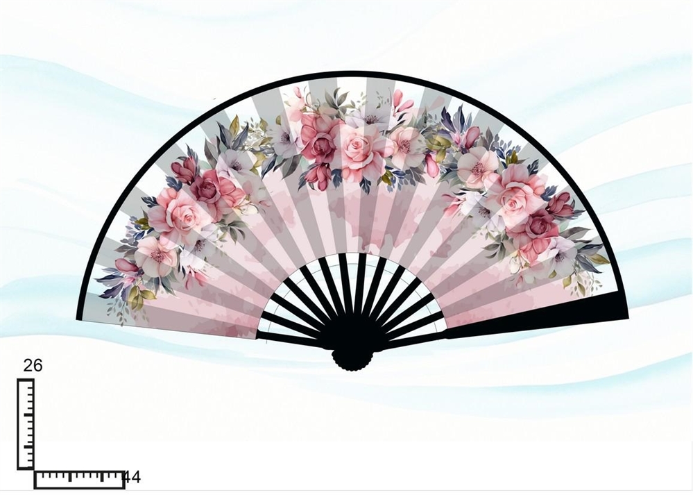 VENTAGLIO PLASTICA DOPPIA STAMPA ROSE ISCHIA