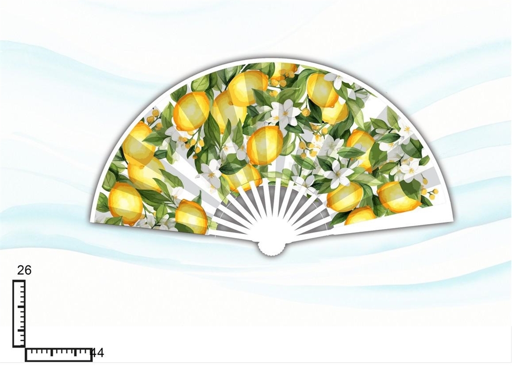 VENTAGLIO PLASTICA DOPPIA STAMPA LIMONI BIANCO ISCHIA