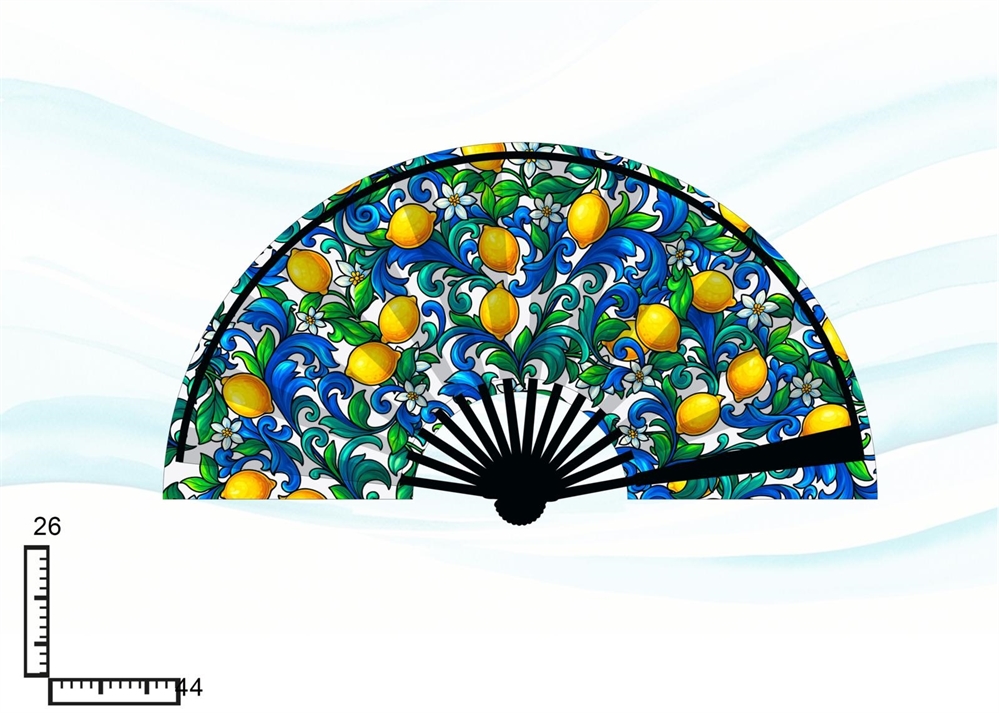 VENTAGLIO PLASTICA DOPPIA STAMPA LIMONI BLU ISCHIA