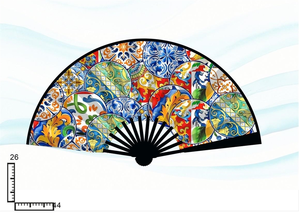 VENTAGLIO PLASTICA DOPPIA STAMPA ROSONI CERCHI ISCHIA