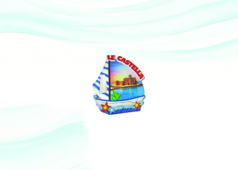 MAGNETE RESINA VELIERO CM7.3X6.7 PERSONALIZZABILE