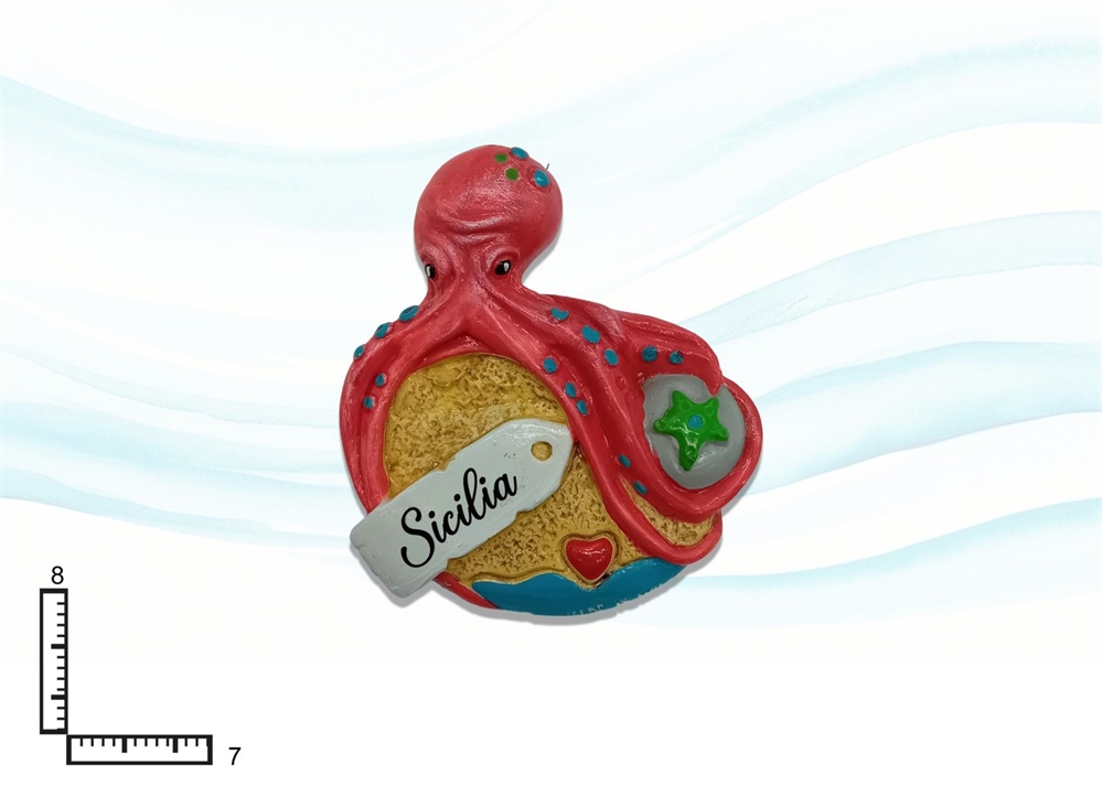 MAGNETE RESINA POLIPO PERSONALIZZABILE