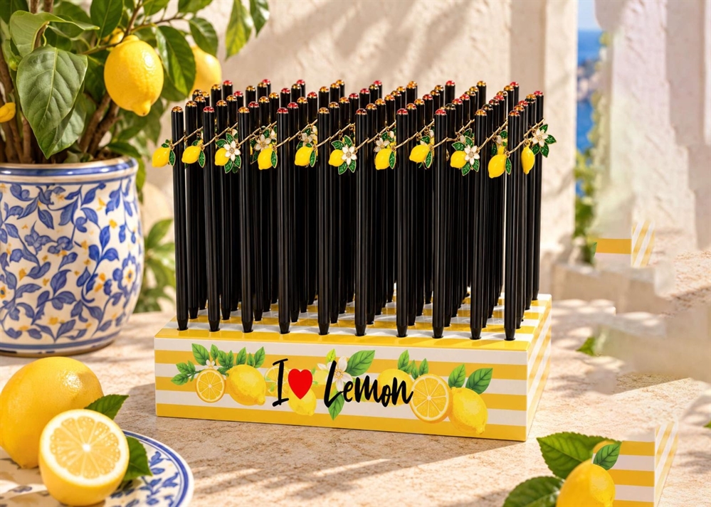MATITA NERA C/STRASS E PENDENTE LIMONI S/2