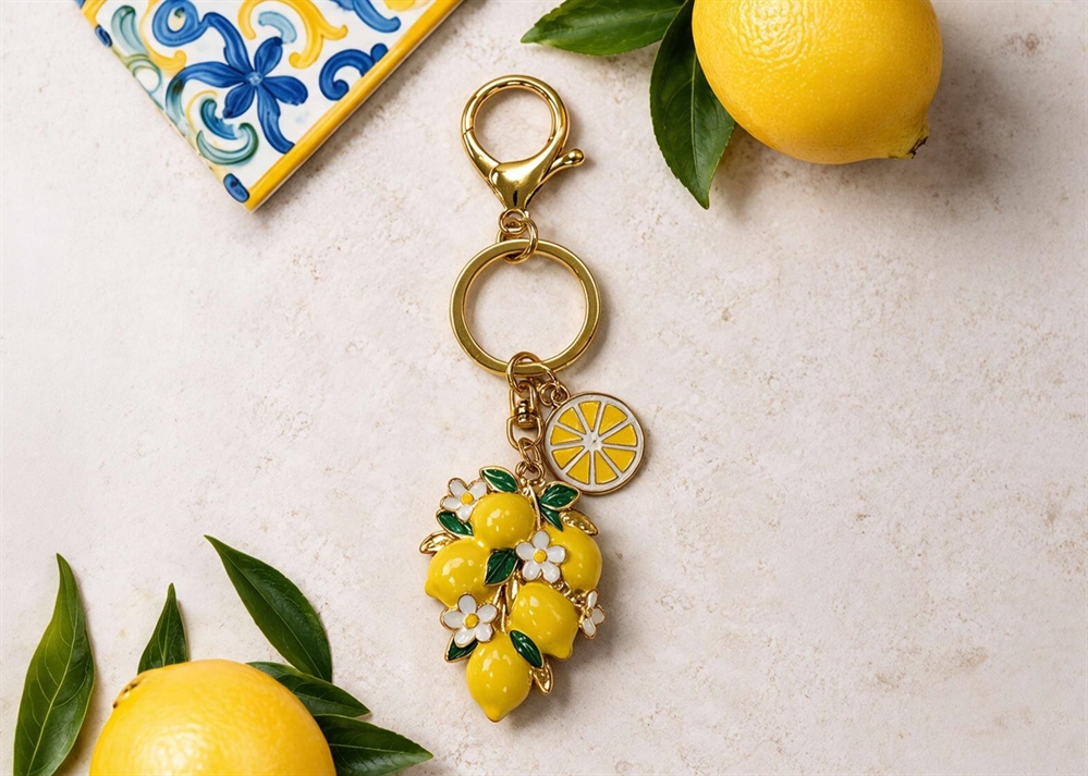 PORTACHIAVI METALLO GRAPPOLO LIMONI 3D C/PEND.FETTA LIMONE