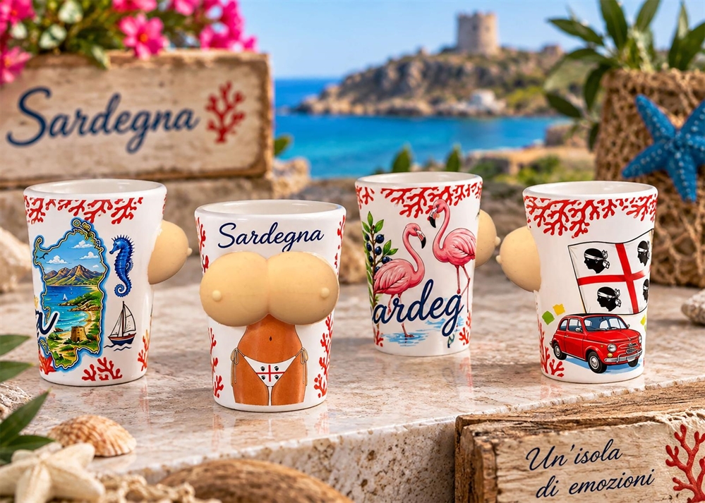 BICCHIERE VETRO RILIEVO HOT DONNA SQUISH SARDEGNA