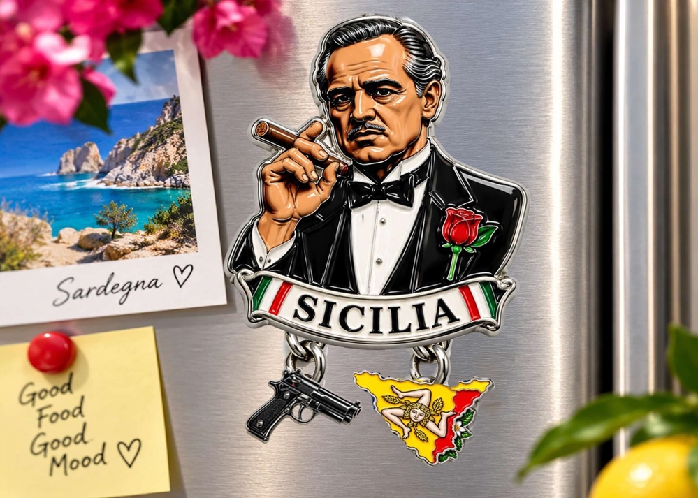 MAGNETE METALLO PADRINO SICILIA C/PENDENTI