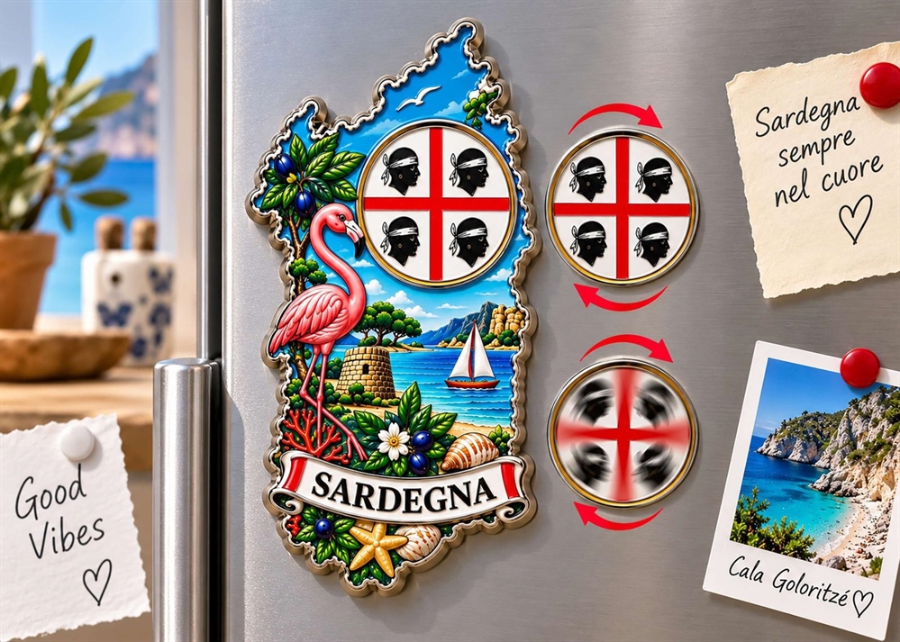 MAGNETE METALLO CARTINA GIREVOLE SARDEGNA
