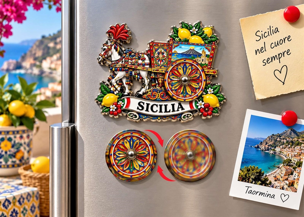 MAGNETE METALLO CARRETTO GIREVOLE SICILIA