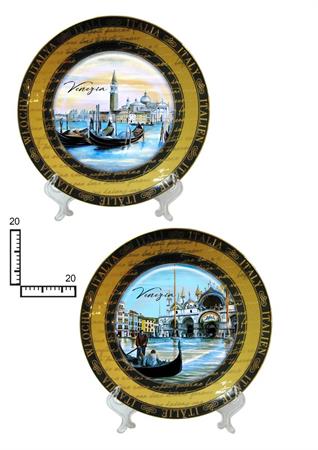 PIATTO CERAMICA ORO/NERO CM20 PERSONALIZZABILE