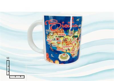MUG SUBLIMAZIONE BIANCO CM10 CARTINA SICILIA