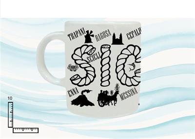 MUG SUBLIMAZIONE BIANCO CM10 BIANCO/NERO SICILIA