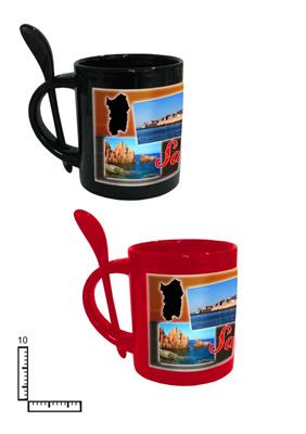 MUG SUBLIMAZIONE COL. C/CUCCHIAINO 11OZ S/2 PERSONALIZZABILE