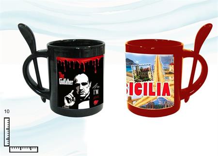 MUG SUBLIMAZIONE COL. C/CUCCHIAINO 11OZ S/2 SICILIA