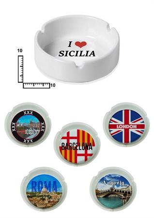 POSACENERE CERAMICA TONDO BIANCO CM10 PERSONALIZZABILE