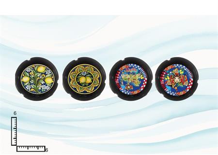 POSACENERE CERAMICA TONDO CM6 NERO SICILIA S/4