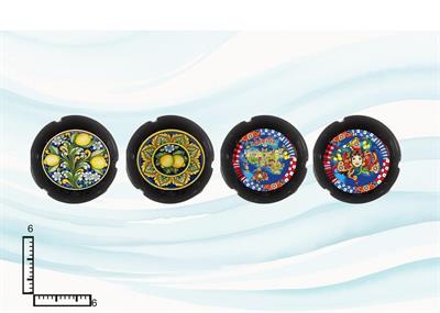 POSACENERE CERAMICA TONDO CM6 NERO SICILIA S/4