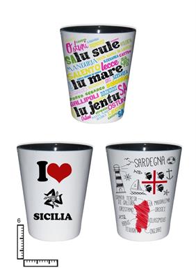 BICCHIERE VETRO SV. BIANCO/NERO CM6 PERSONALIZZABILE
