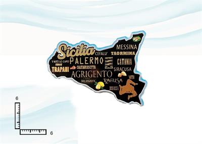 MAGNETE MDF C/ORO CARTINA NERA SICILIA