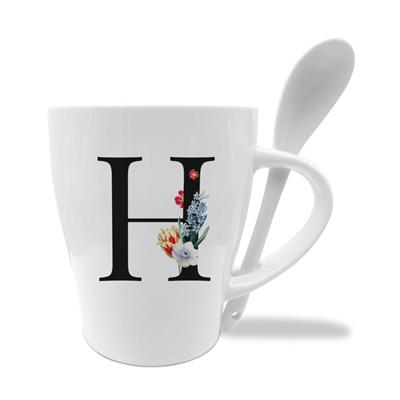 MUG C/CUCCHIAINO CM10X11.5 INIZIALI H