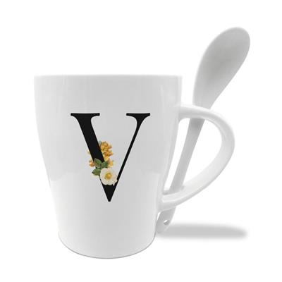 MUG C/CUCCHIAINO CM10X11.5 INIZIALI V