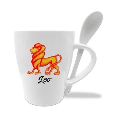 MUG C/CUCCHIAINO CM10X11.5 ZODIACO LEONE
