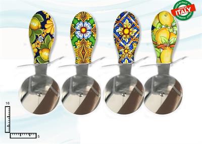 TAGLIAPIZZA METALLO CERAMICA ROSONE S/3