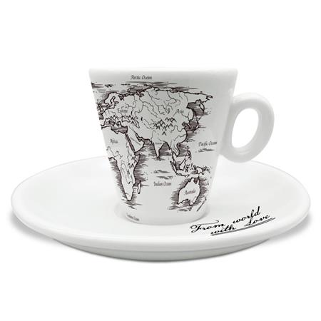 TAZZINA C/PIATTINO CAFFE' CARTINA MONDO