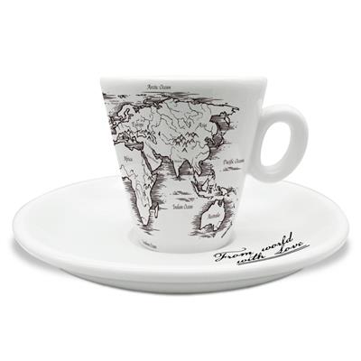 TAZZINA C/PIATTINO CAFFE' CARTINA MONDO