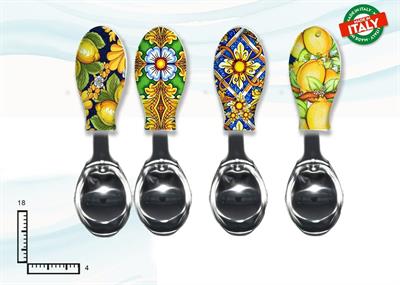 CUCCHIAIO GELATO METALLO CERAMICA ROSONE S/3